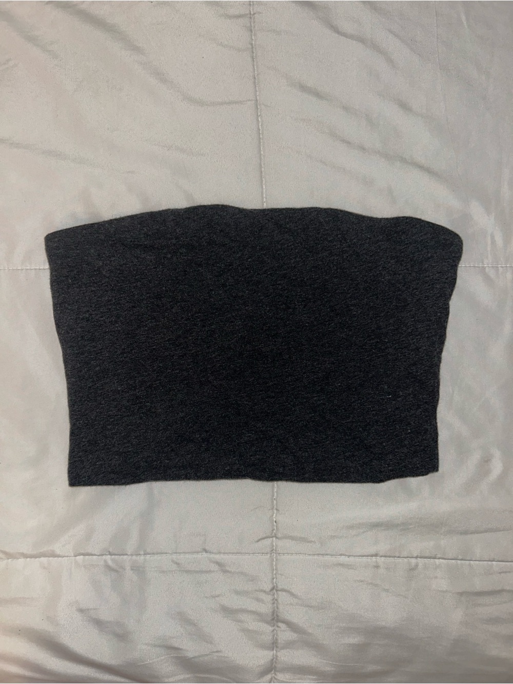 Active Basic Charcoal Gray Tube Crop Top